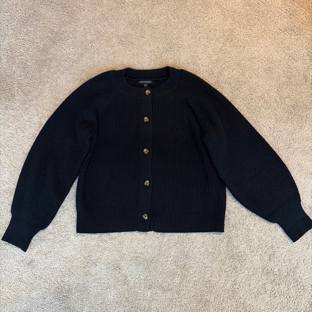 Womens Banana Republic Navy Blue Black Cardigan Sweater Button Size XXL